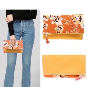 RACHEL PALLY ZAHARA FAUX LEATHER FOLDOVER CLUTCH FLORAL flaw PURSE-SALE was $60